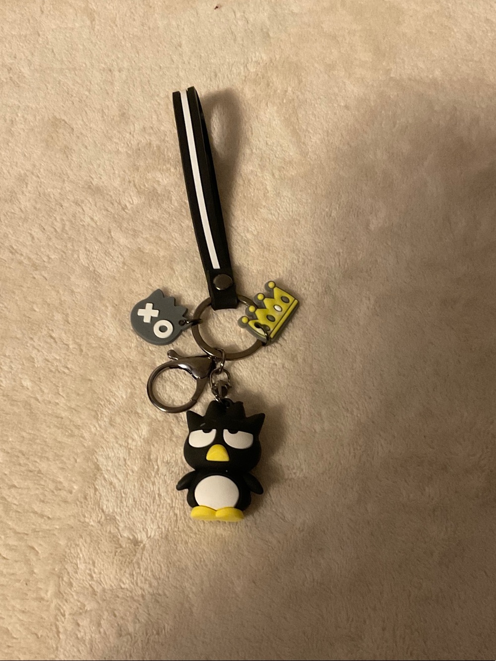 Sanrio Badtz-Maru Black & Yellow Penguin Keychain with Silicone Strap